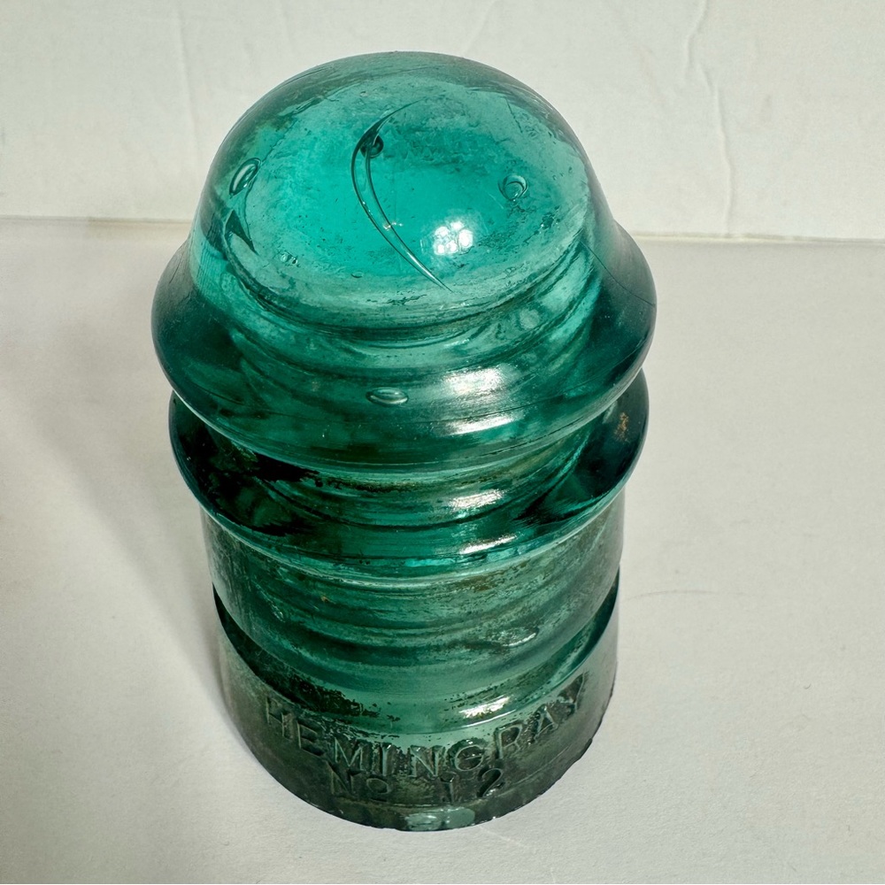 Vintage Hemingray no. 12 Insulator Patent May 2 1893, Green/Blue glass.